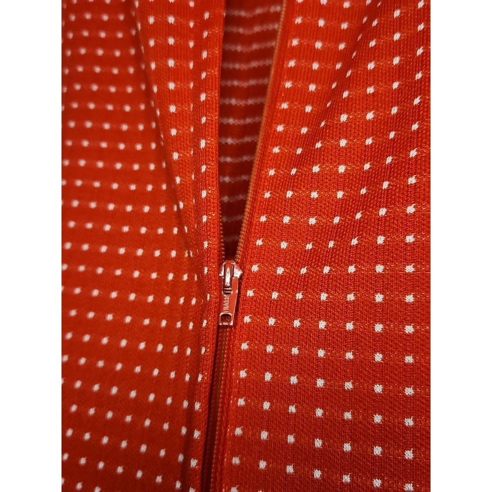 Vintage 70s Bayberry Prairie Maxi Dress Pin Dot Polka Ruffle Americana Red Blue - Picture 9 of 13